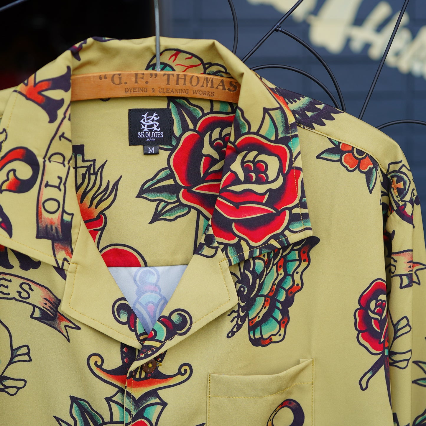 SK OLDIES pattern L/S shirt BLACKSTAR TATTOO JUN
