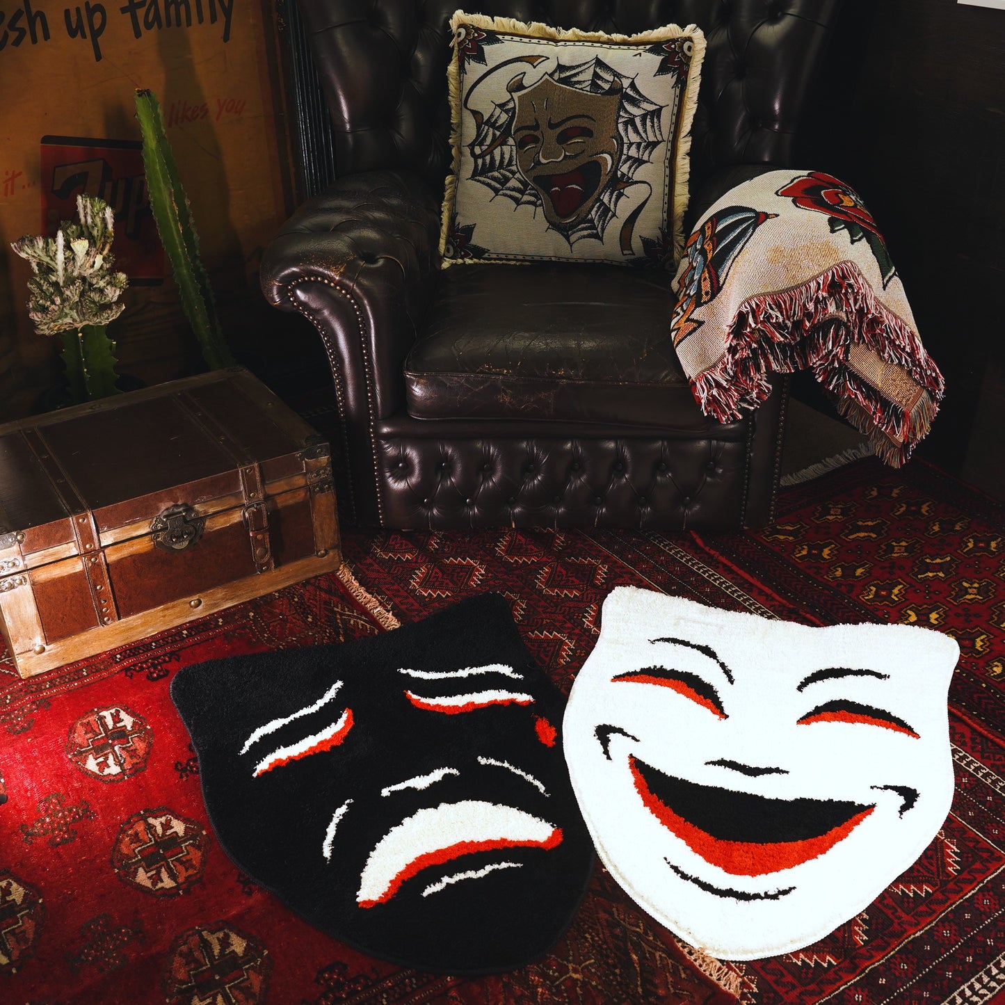 ※予約 SK OLDIES ラグマット “comedy&tragedy”Set of 2 ※9月中旬発送予定