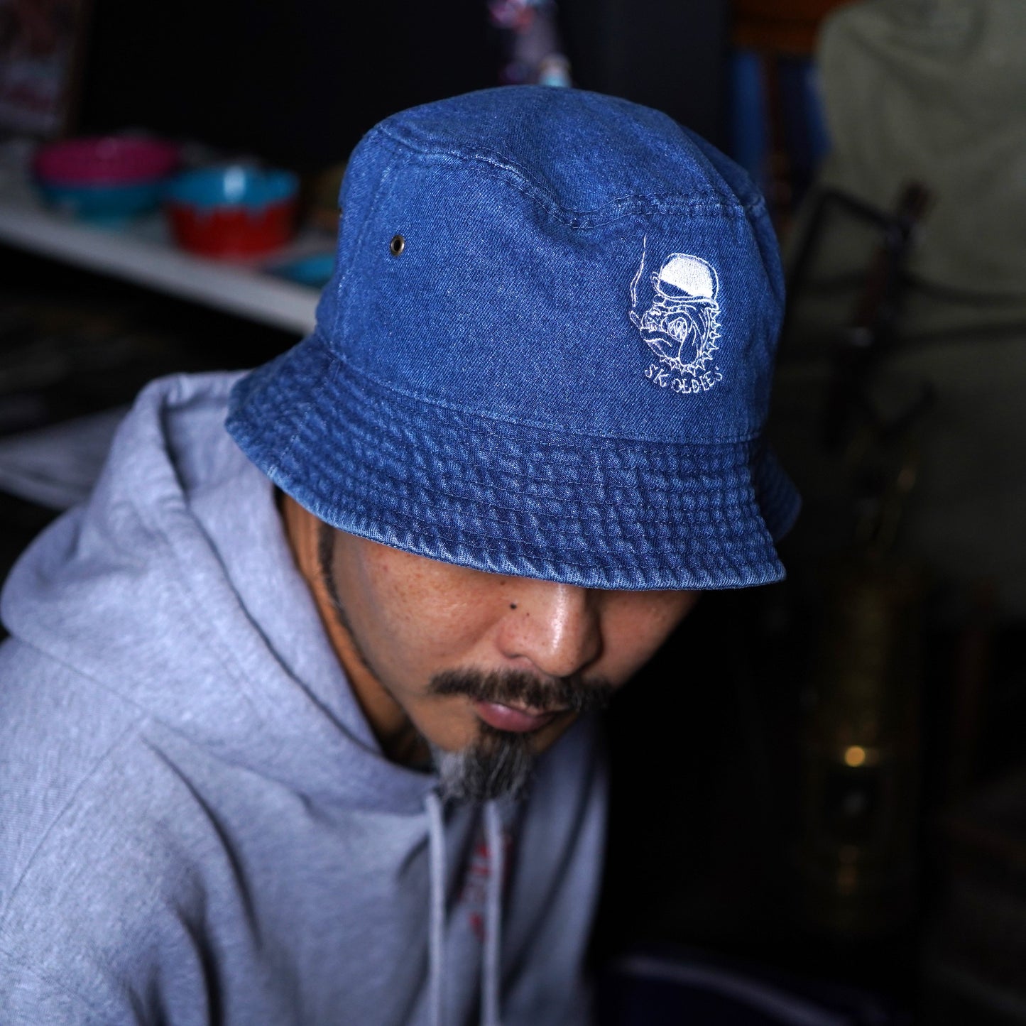 SK OLDIES "Gang Bull" デニムバケットハット