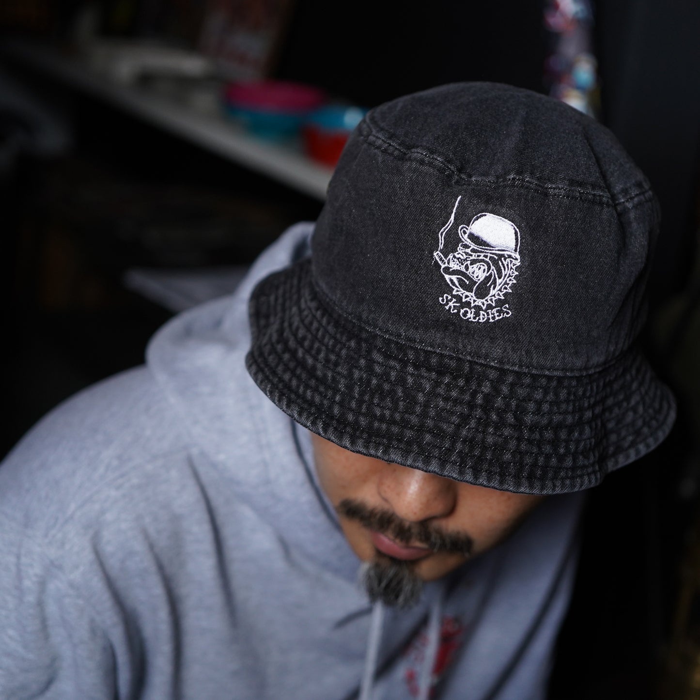 SK OLDIES "Gang Bull" デニムバケットハット