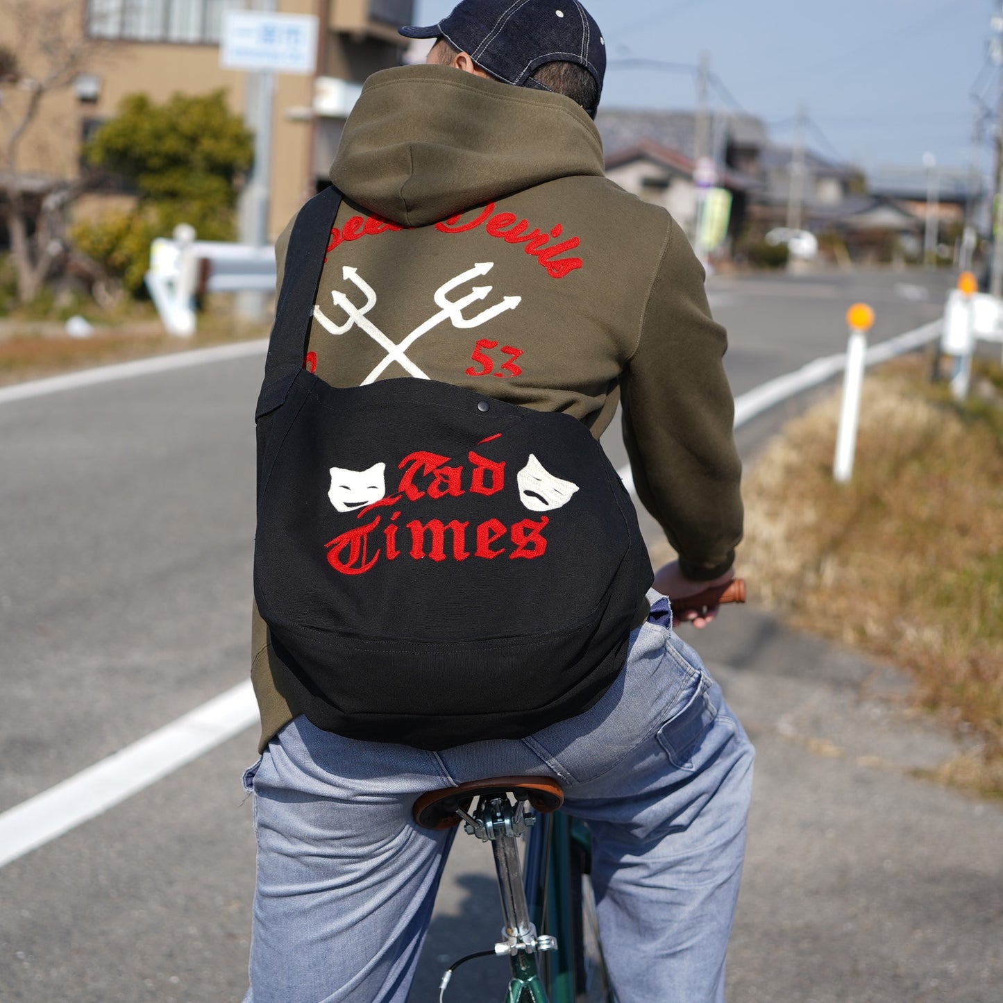 SK OLDIES チェーンステッチ ニュースペーパーバッグ "THE RAD TIMES"