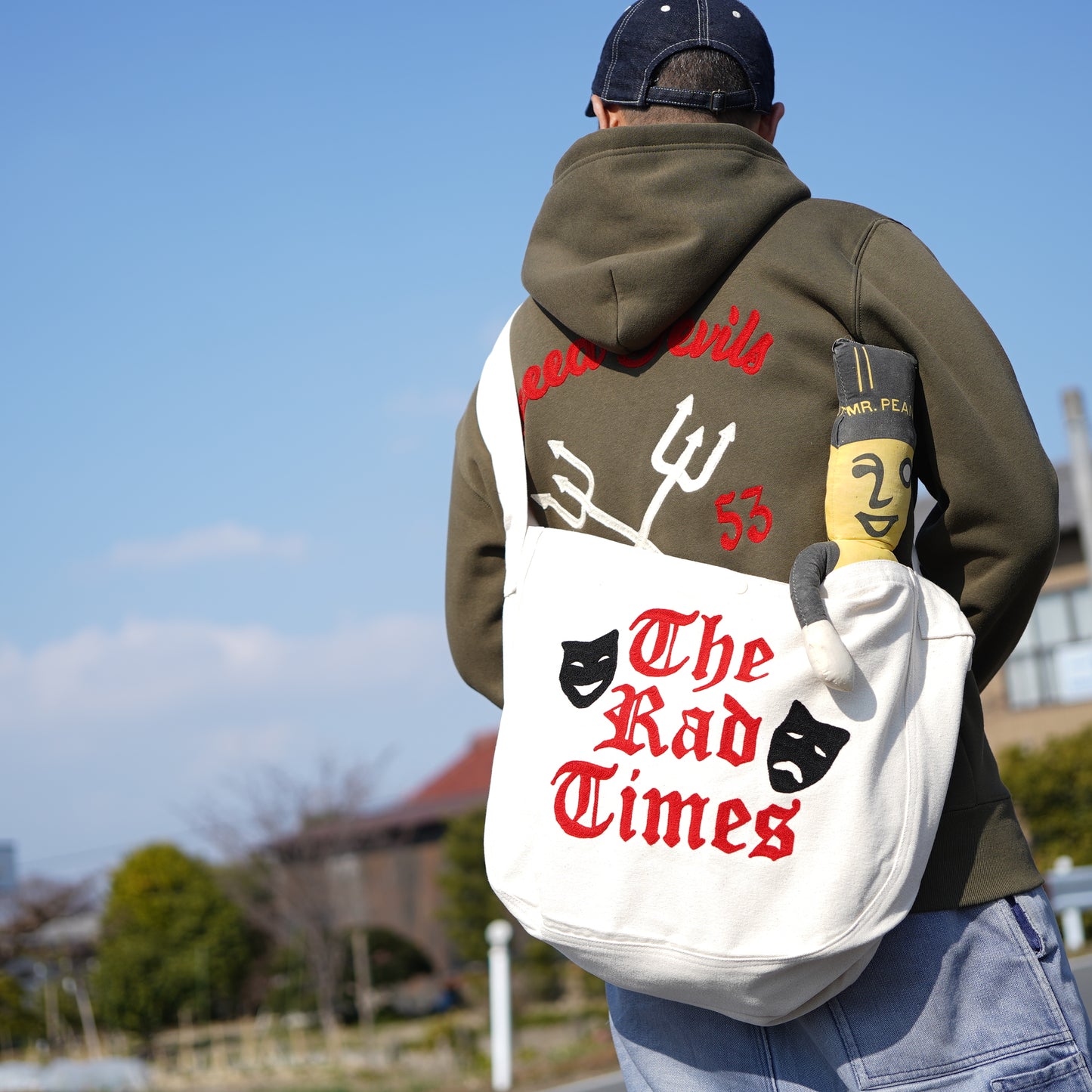 SK OLDIES チェーンステッチ ニュースペーパーバッグ "THE RAD TIMES"
