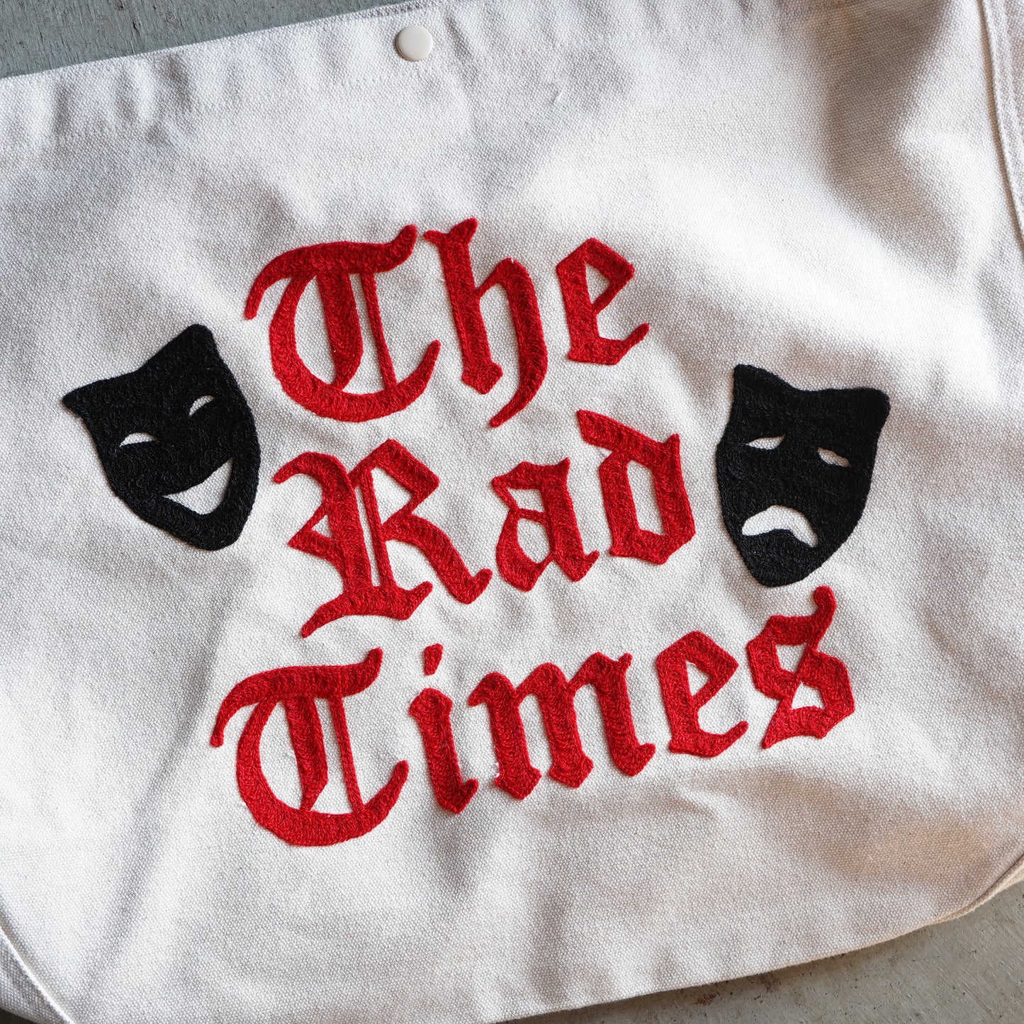SK OLDIES チェーンステッチ ニュースペーパーバッグ "THE RAD TIMES"