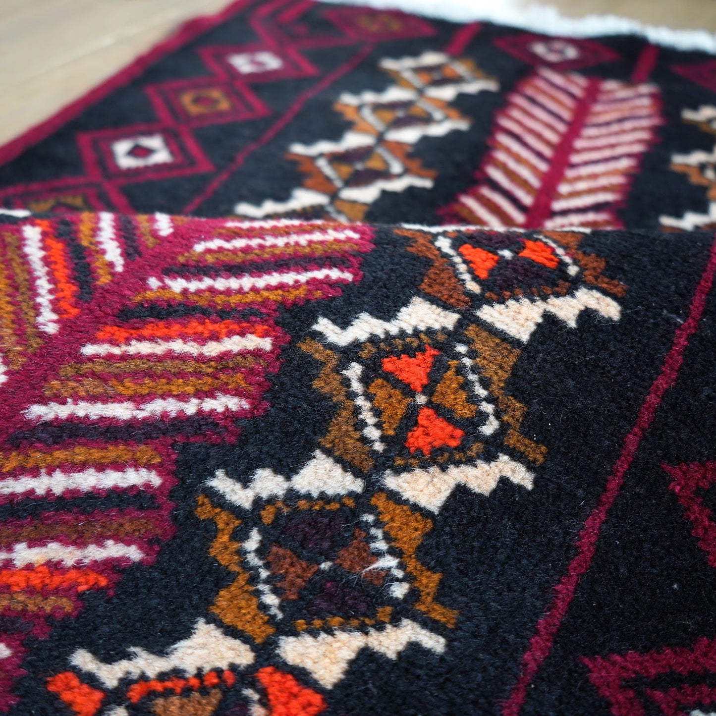 1970's Vintage トライバルラグ BALUCH 110×73 (FA835)