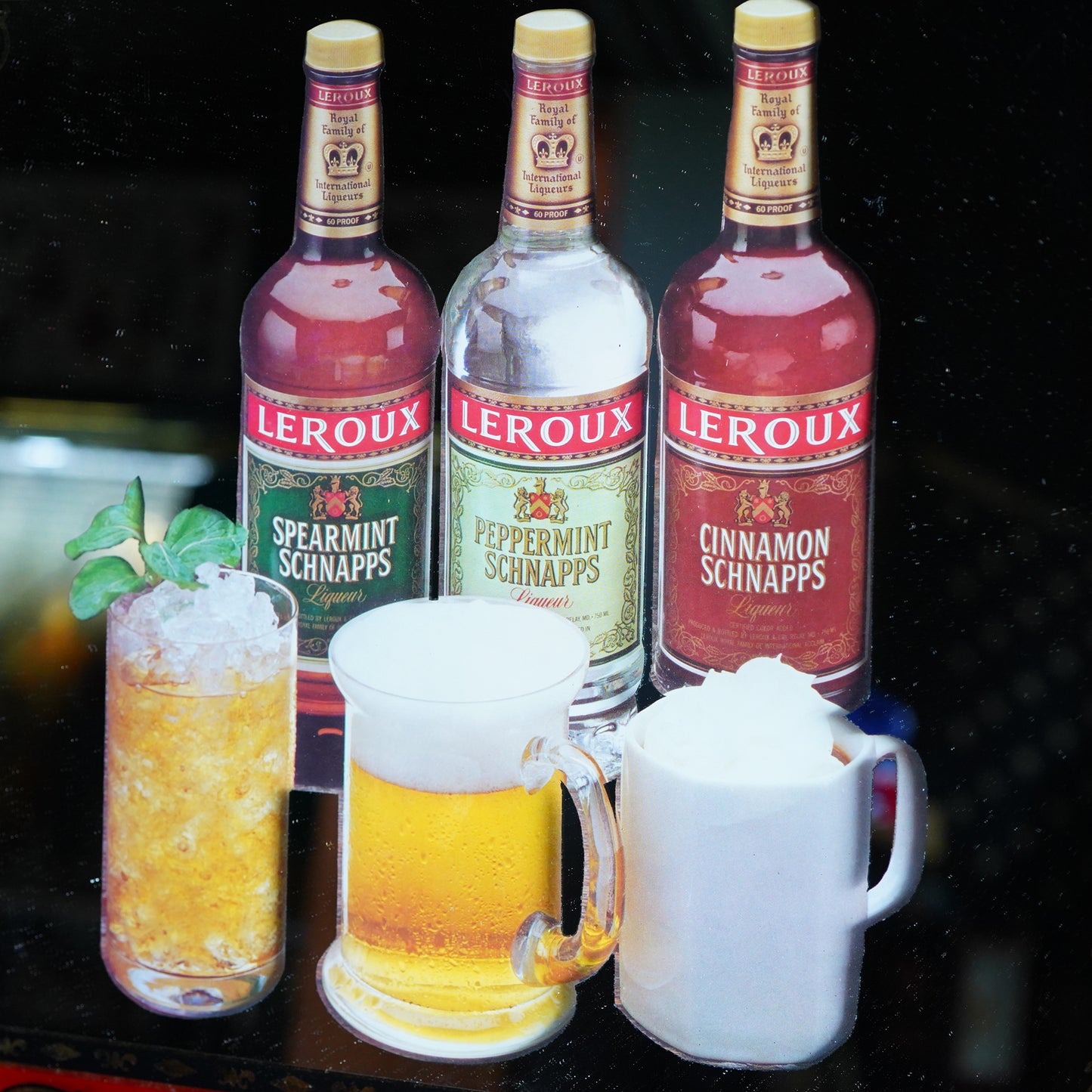 1980's LEROUX SCHNAPPS パブミラー