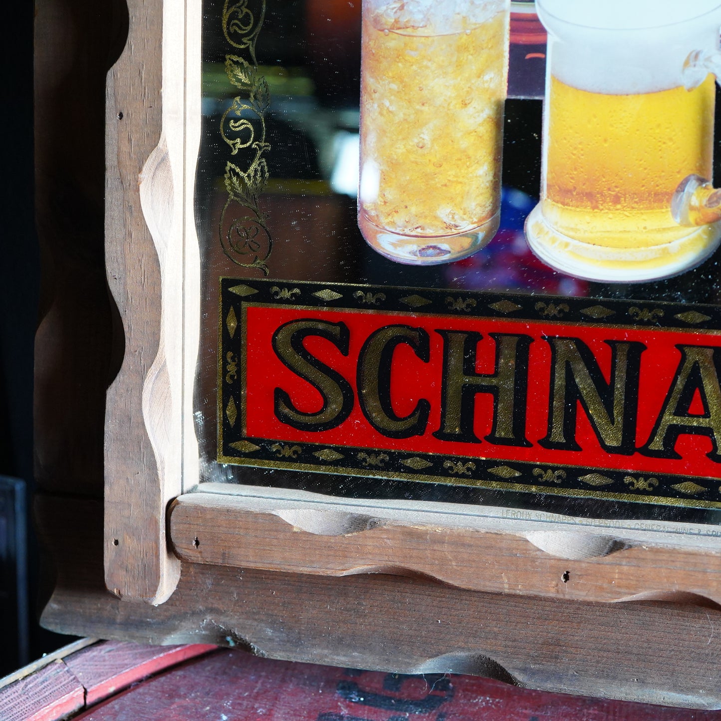 1980's LEROUX SCHNAPPS パブミラー