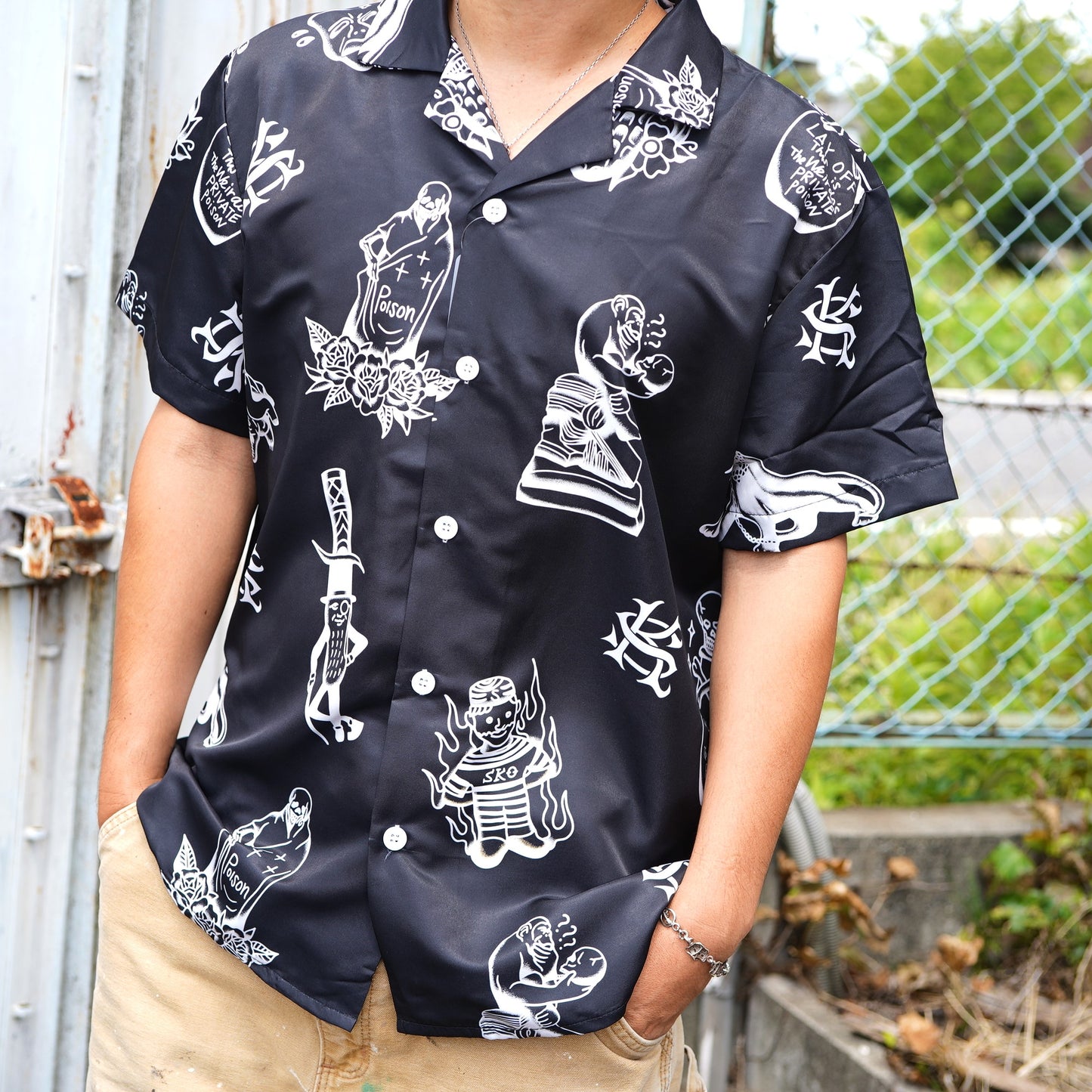 ※受注販売 SK OLDIES pattern shirt "Stay Weird.Stay Loud."