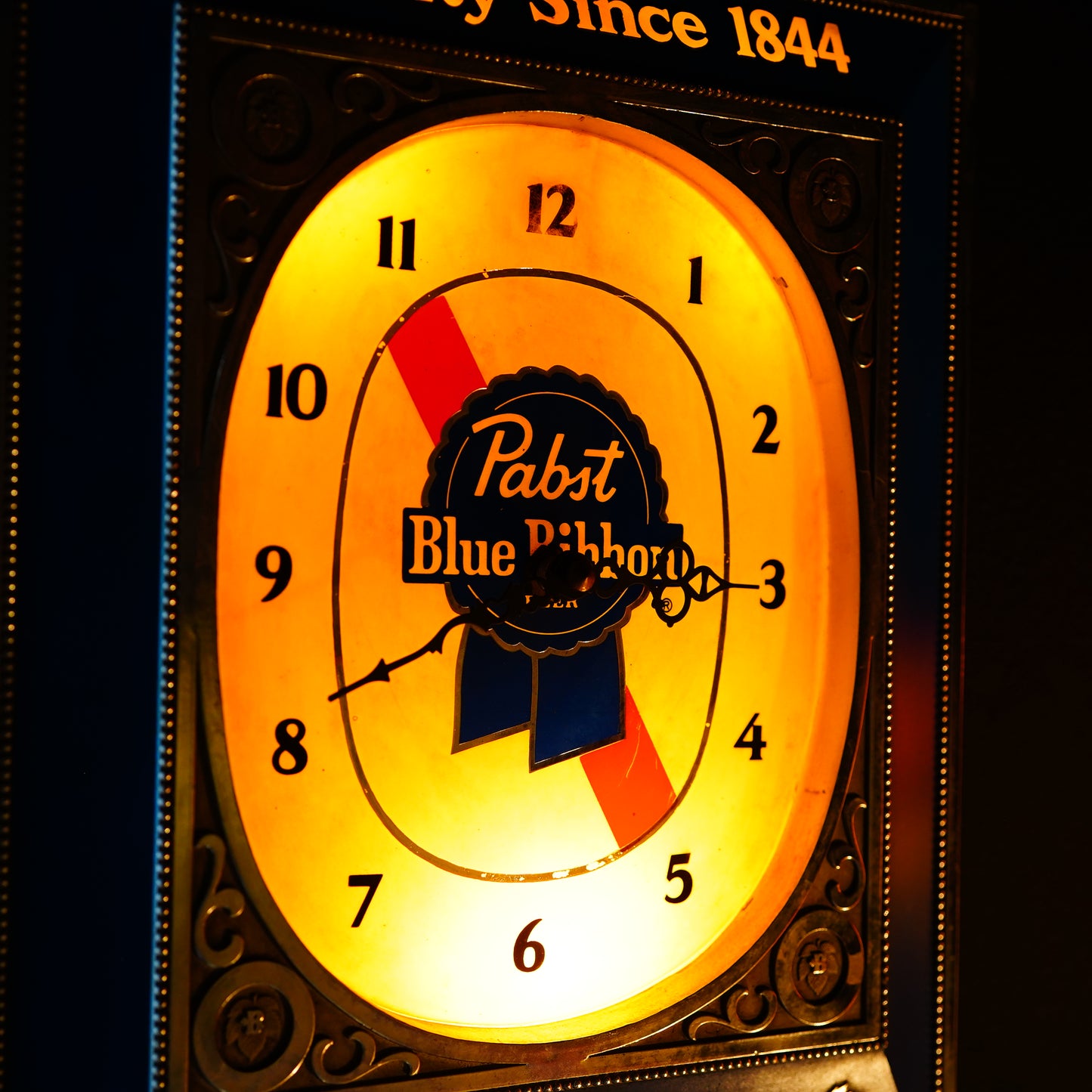Pabst Blue Ribbon クロックライトサイン