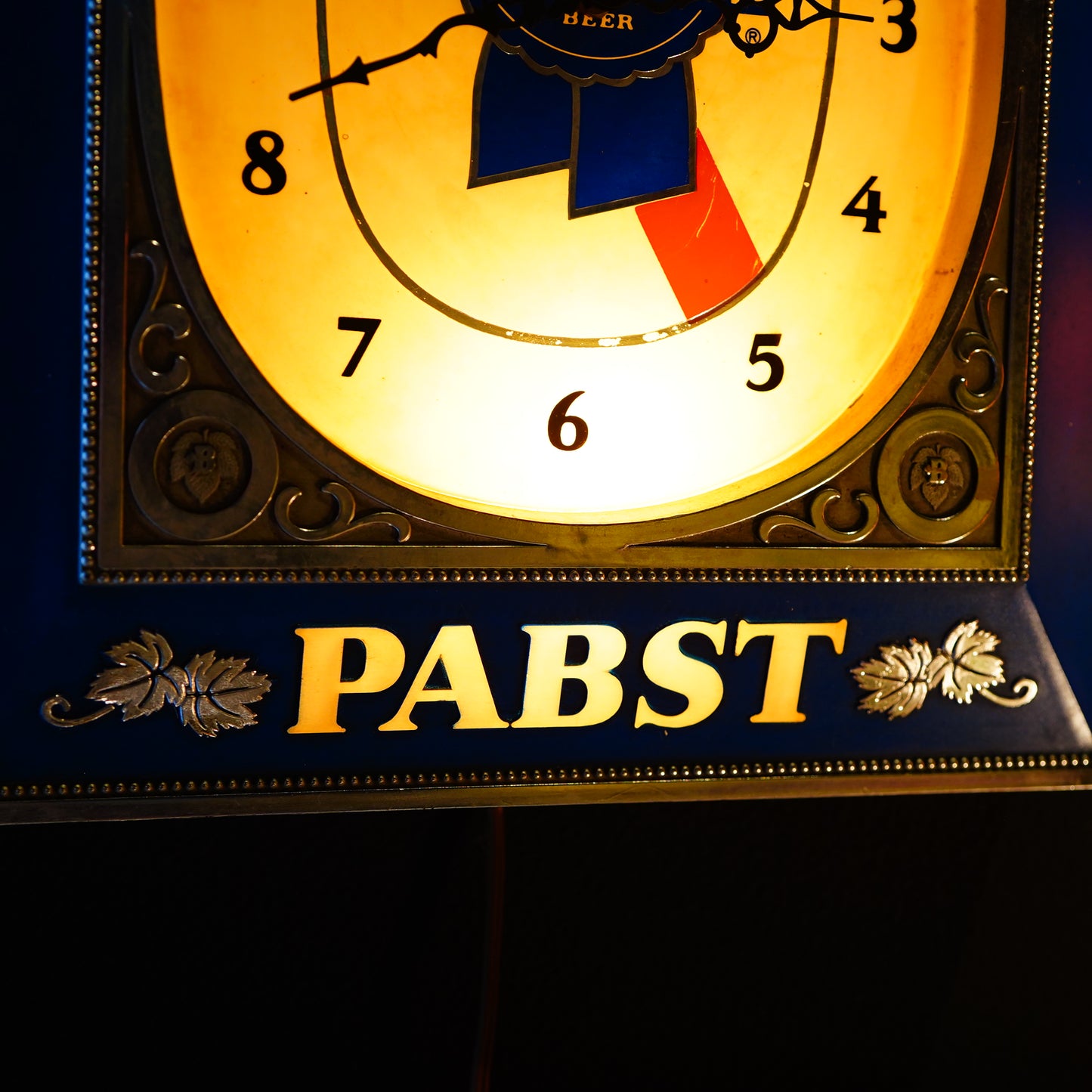 Pabst Blue Ribbon クロックライトサイン