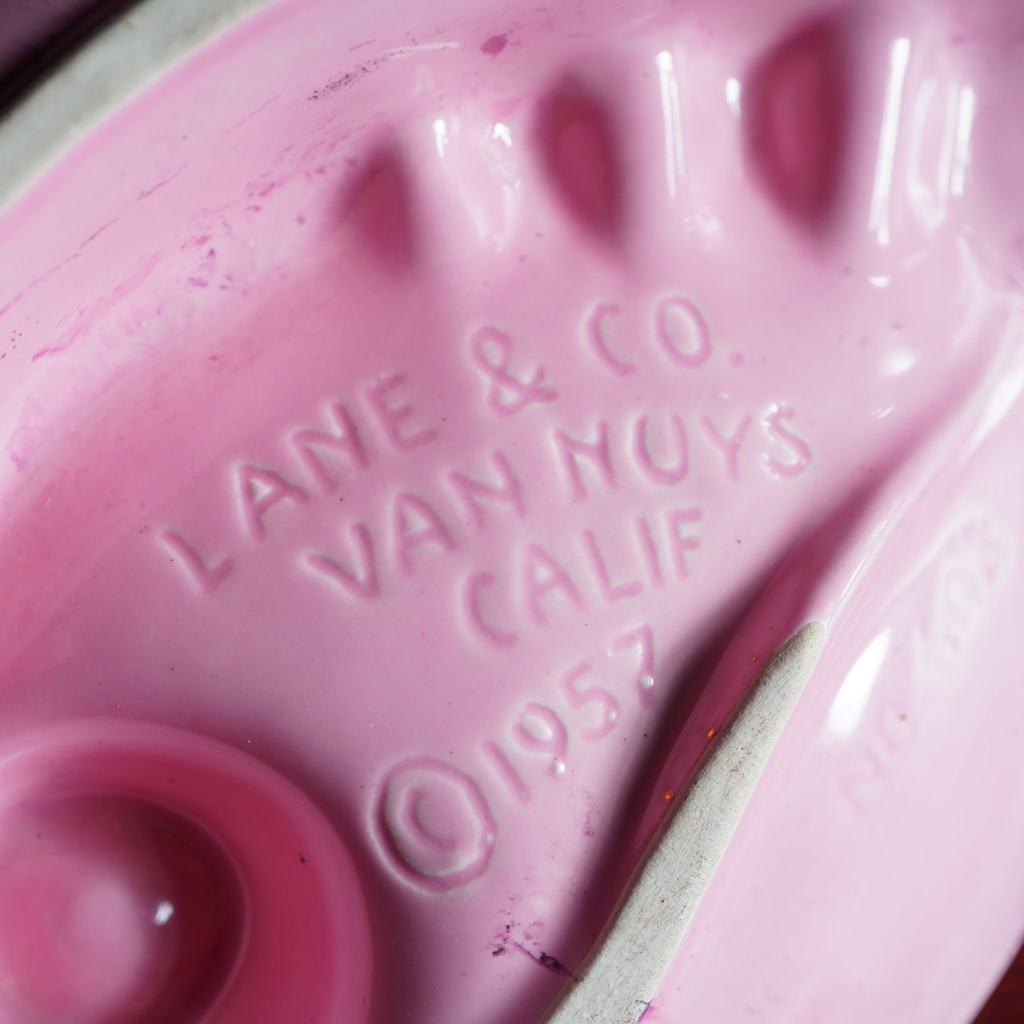 1950's ピンク ブーメランシェイプ アッシュトレイ