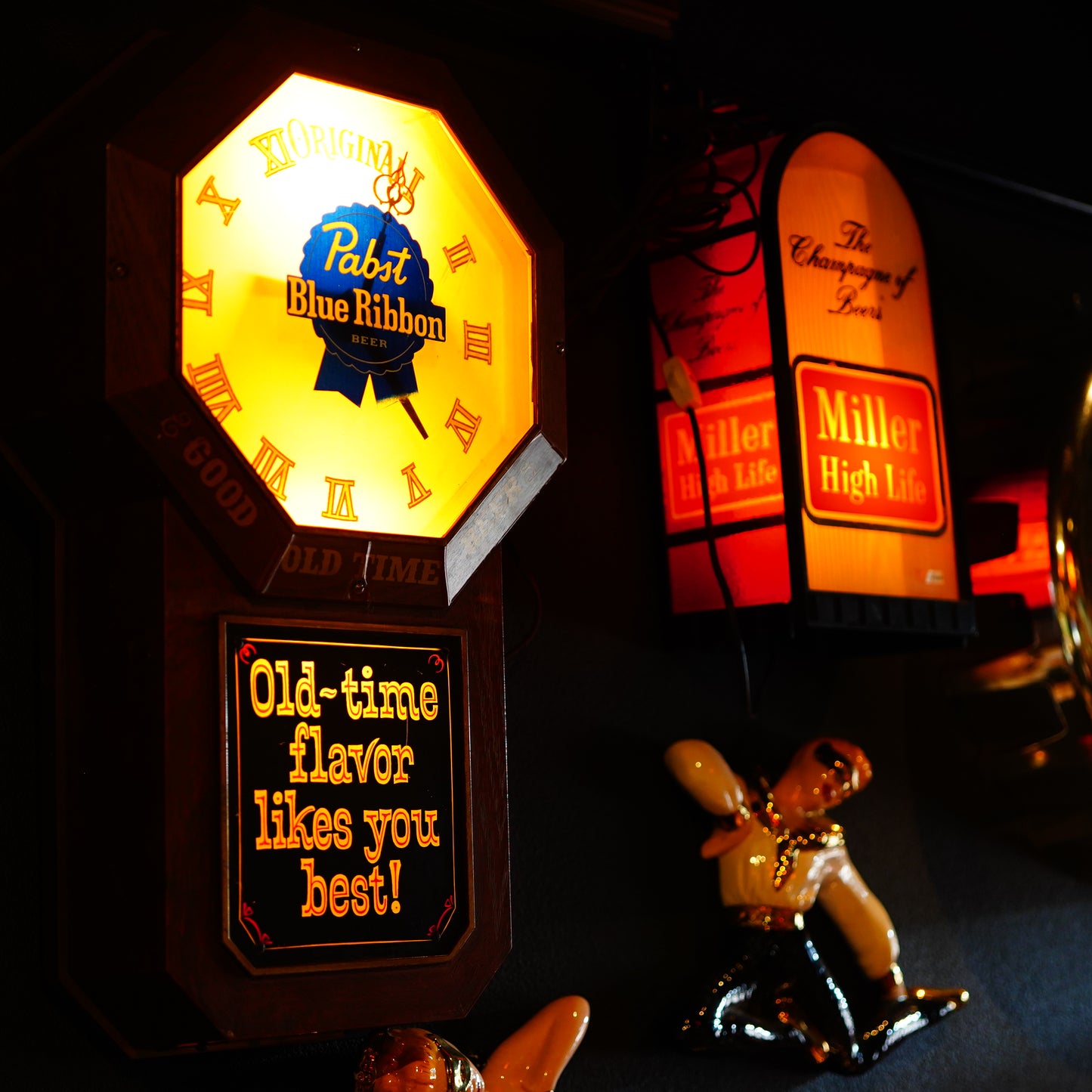 1970's Pabst Blue Ribbon 時計 ライトサイン