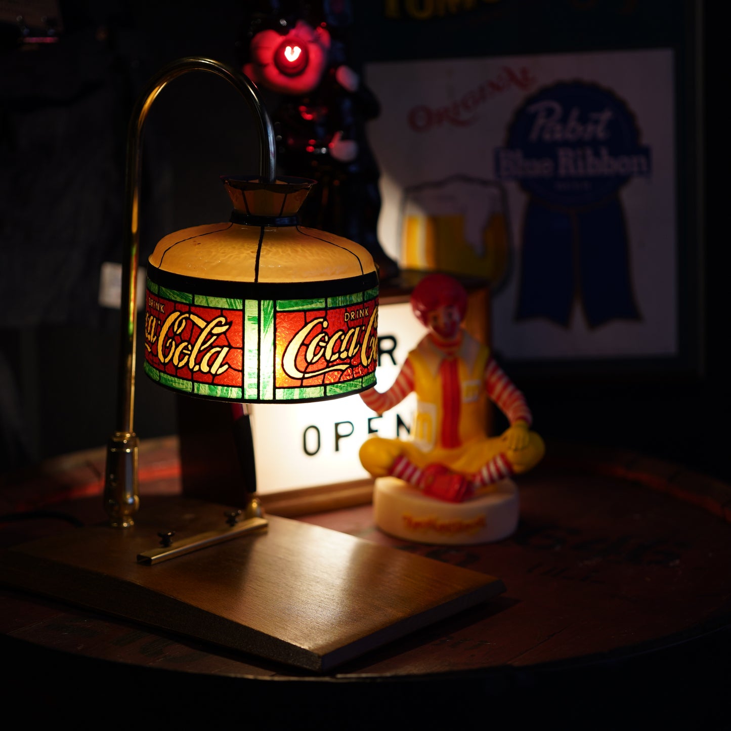 1970's Coca-Cola ステンドグラス デスクランプ メモホルダー