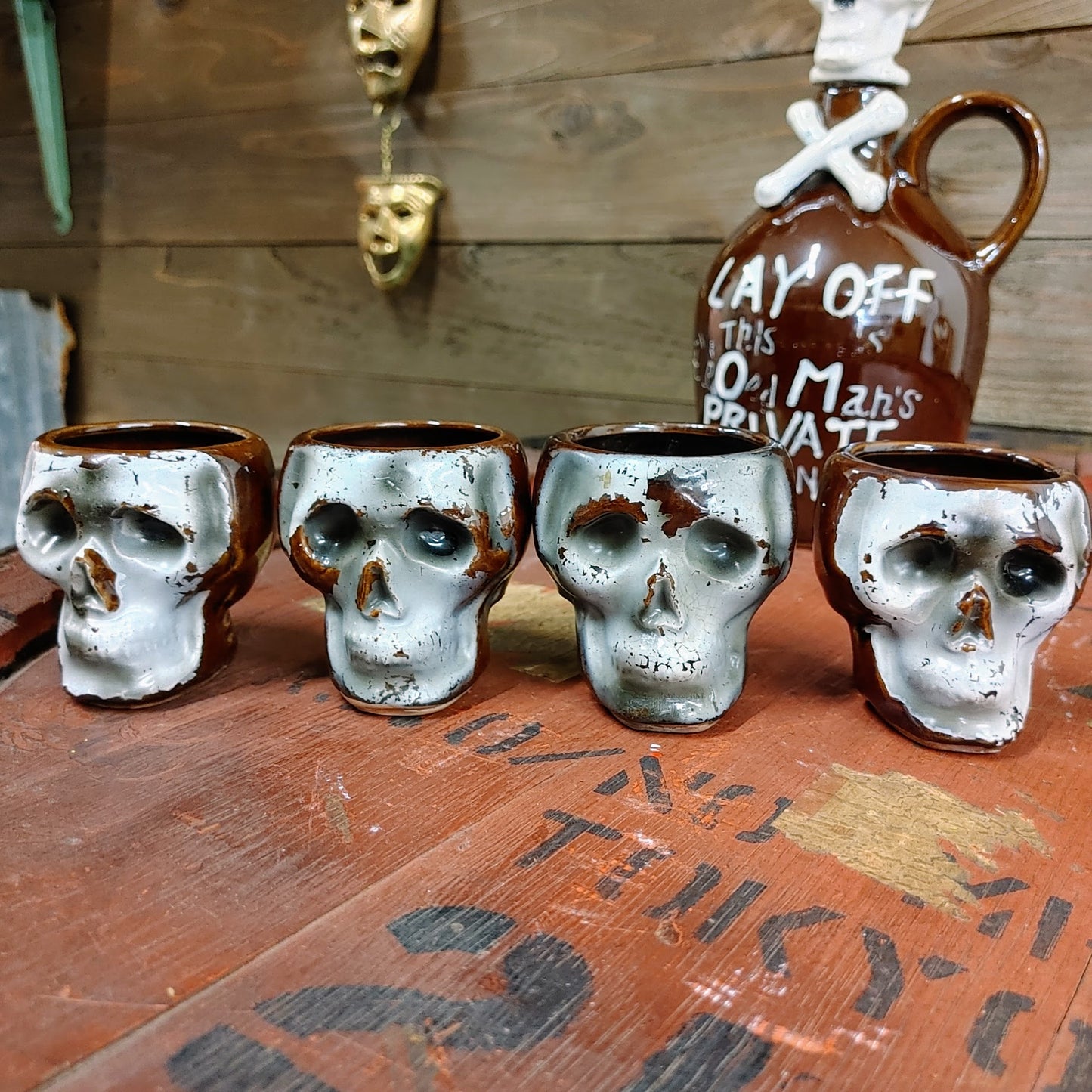 SKULL Lay Off The Poison Jug Shot Glasses Set