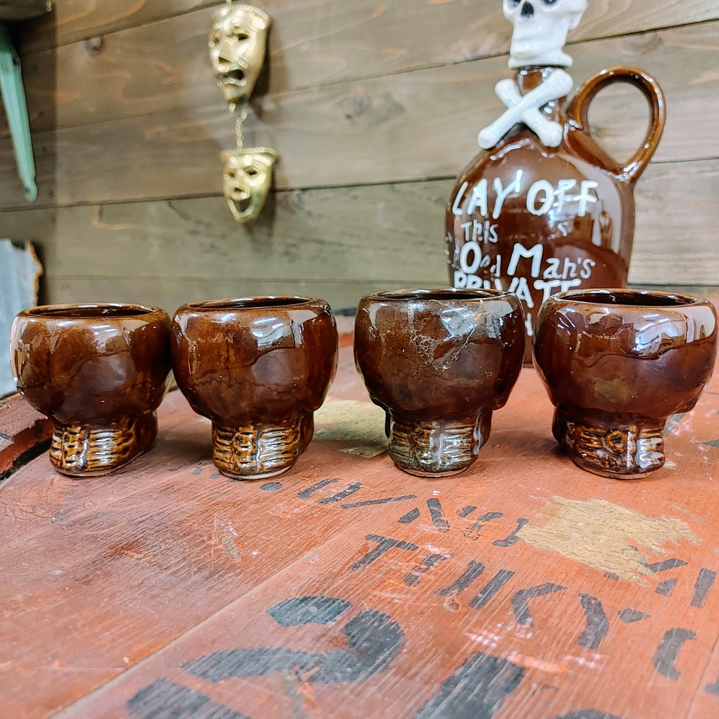 SKULL Lay Off The Poison Jug Shot Glasses Set