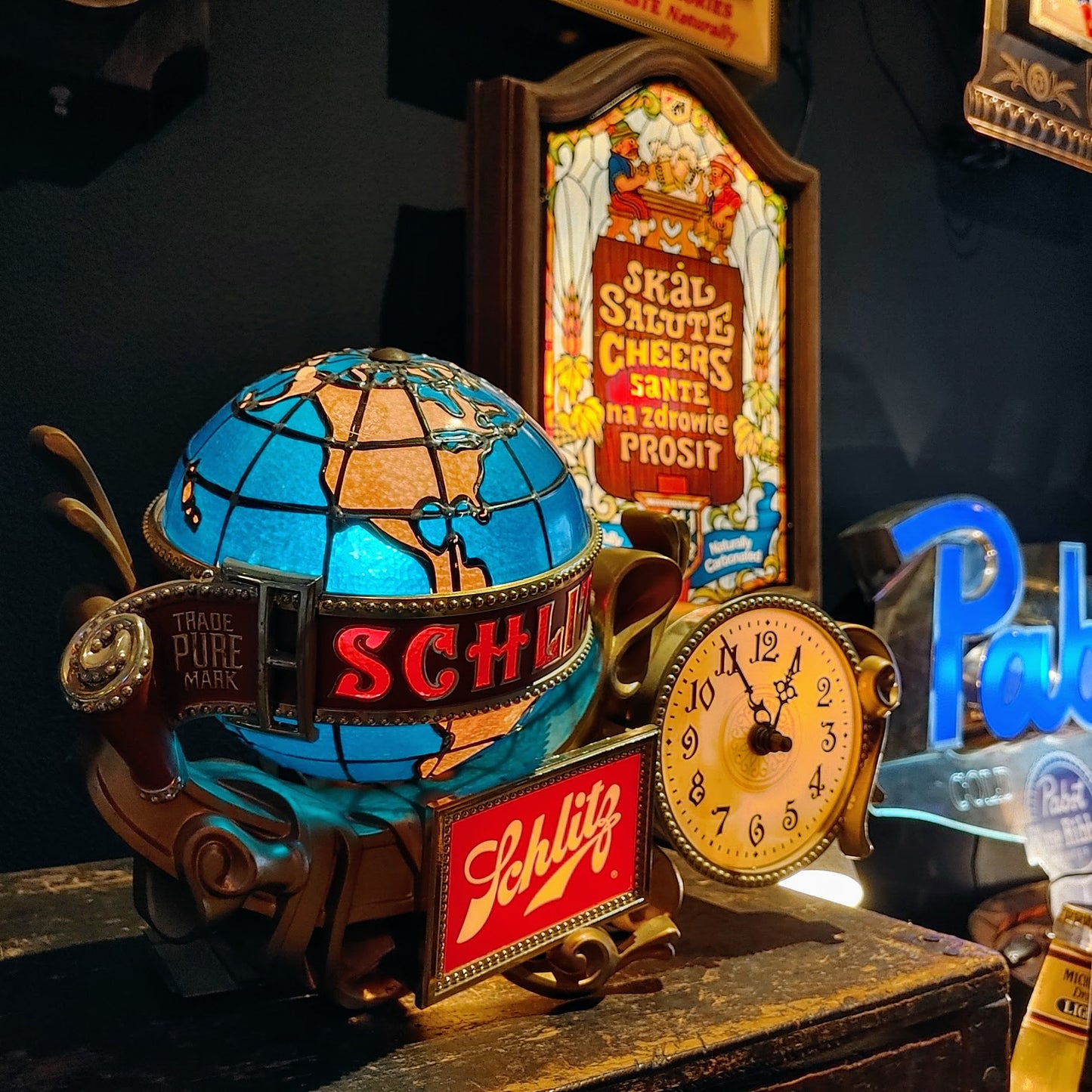 1976年製 SCHLITZ クロックライトサイン