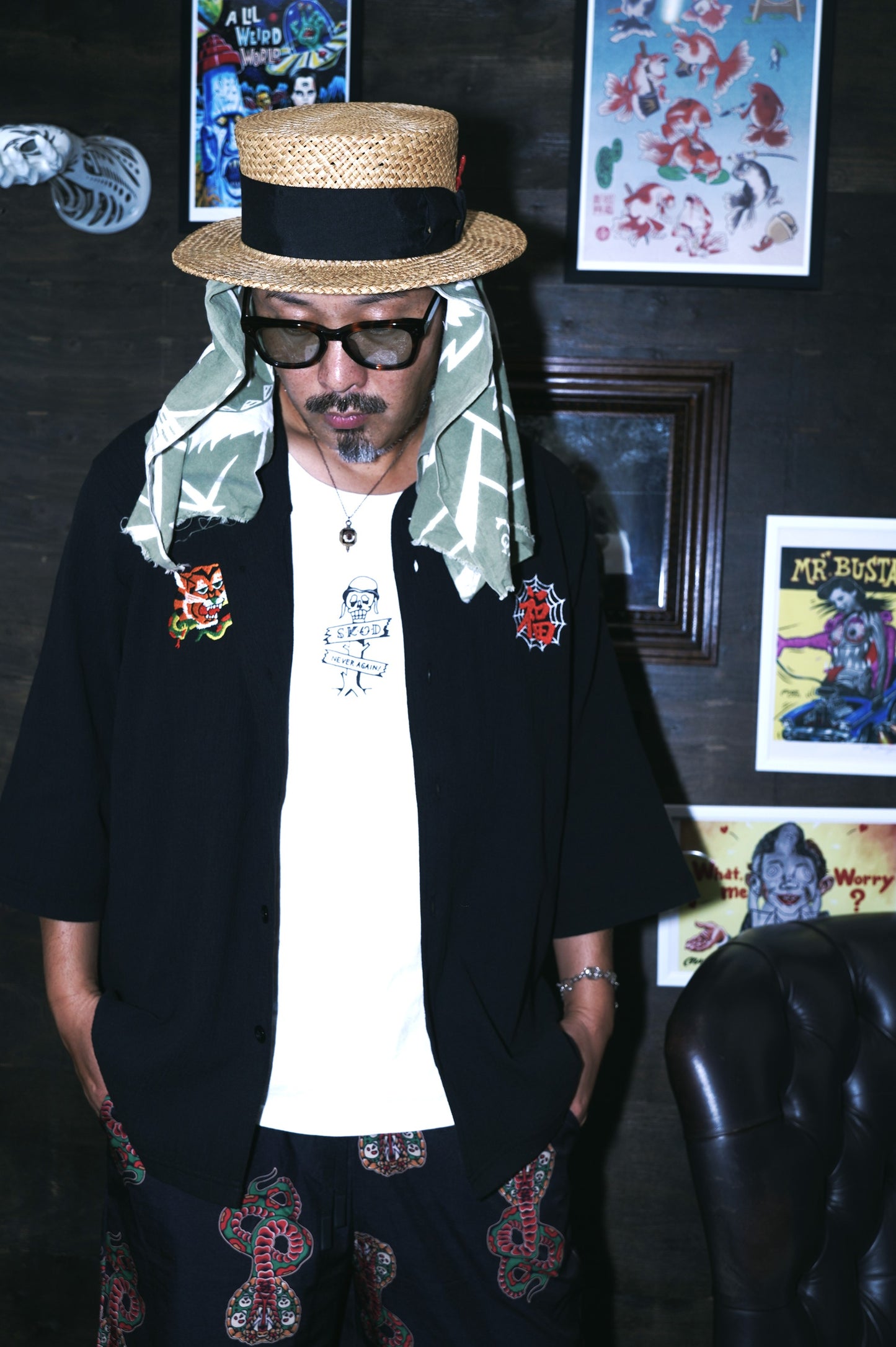 SK OLDIES 鯉口シャツ "FUKU"