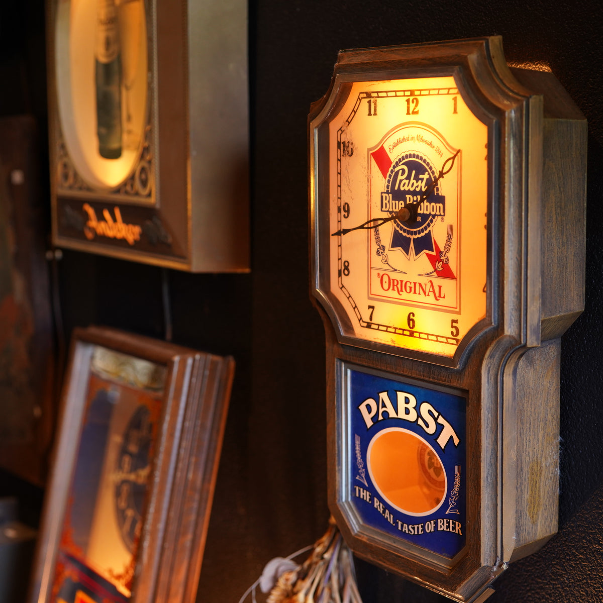 1970's Pabst Blue Ribbon 振り子時計 ライトサイン