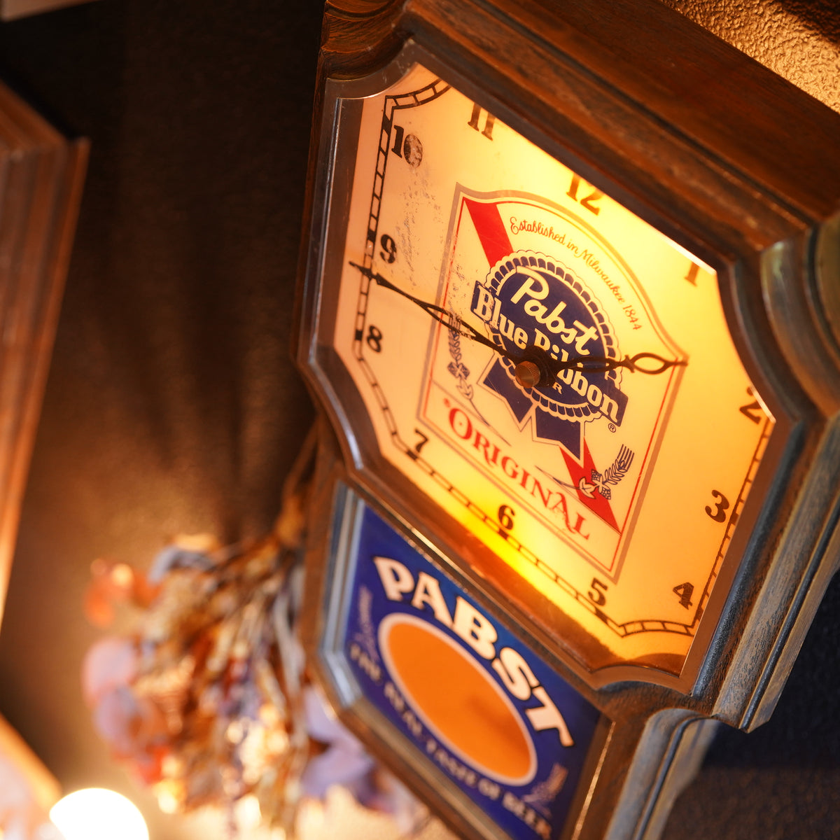 1970's Pabst Blue Ribbon 振り子時計 ライトサイン