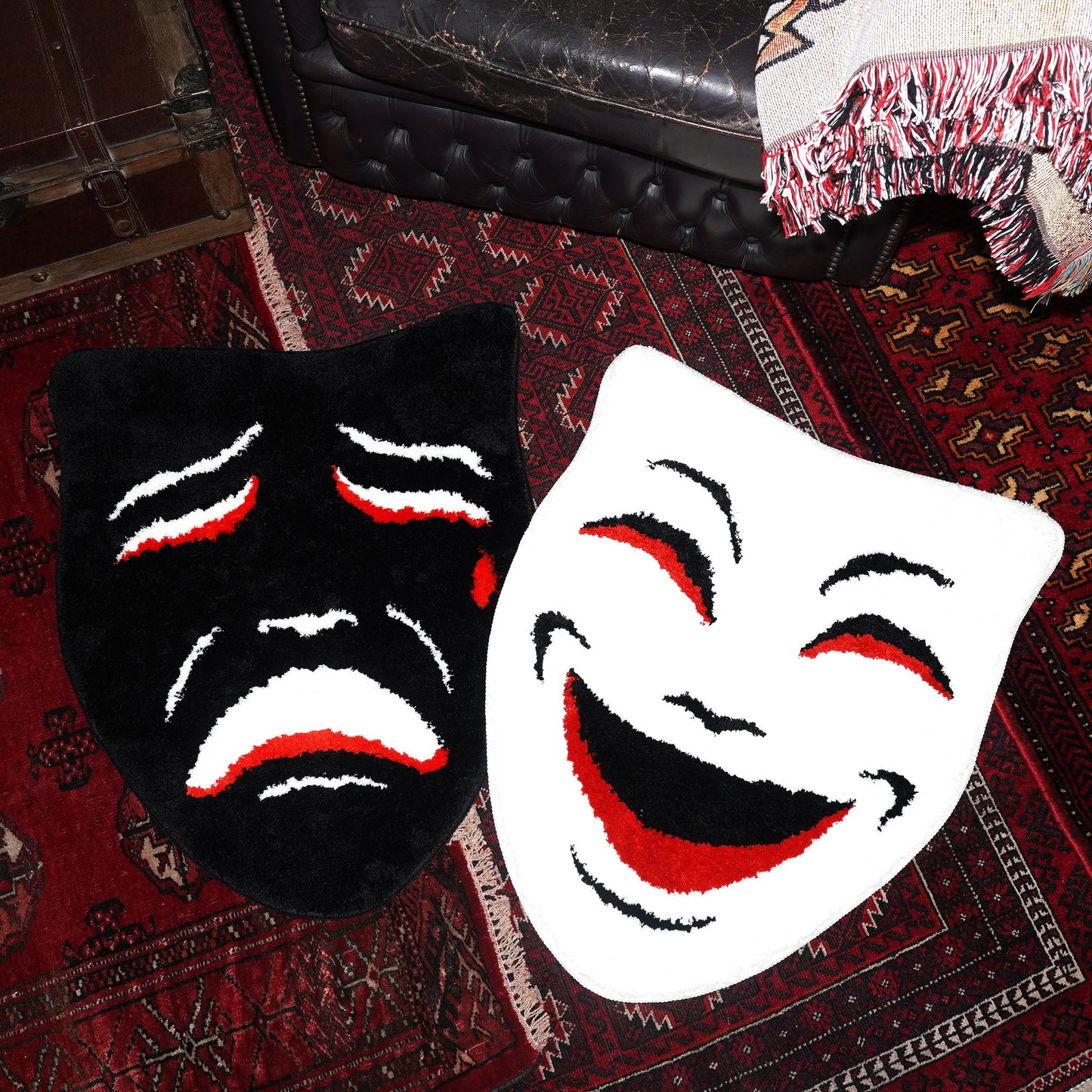 ※予約 SK OLDIES ラグマット “comedy&tragedy”Set of 2 ※9月中旬発送予定