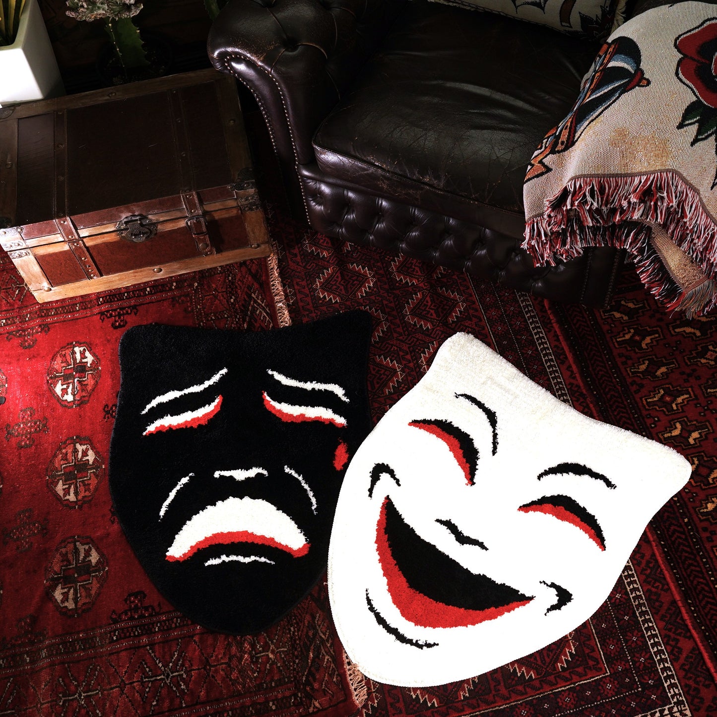 ※予約 SK OLDIES ラグマット “comedy&tragedy”Set of 2 ※9月中旬発送予定