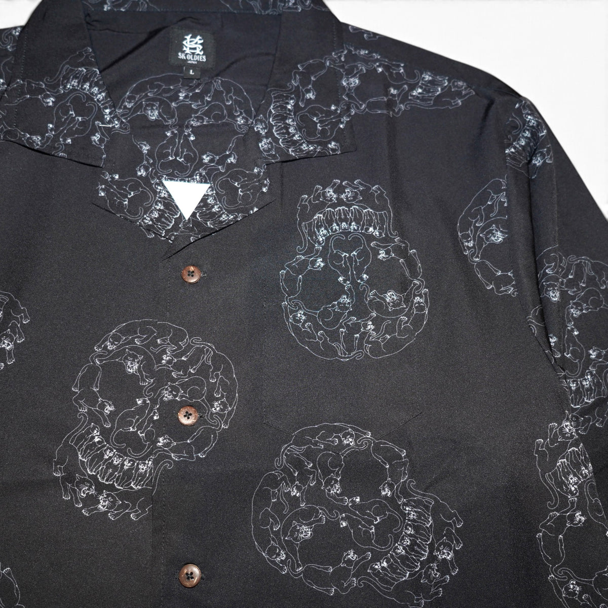 SK OLDIES pattern L/S shirt "Panther skull"