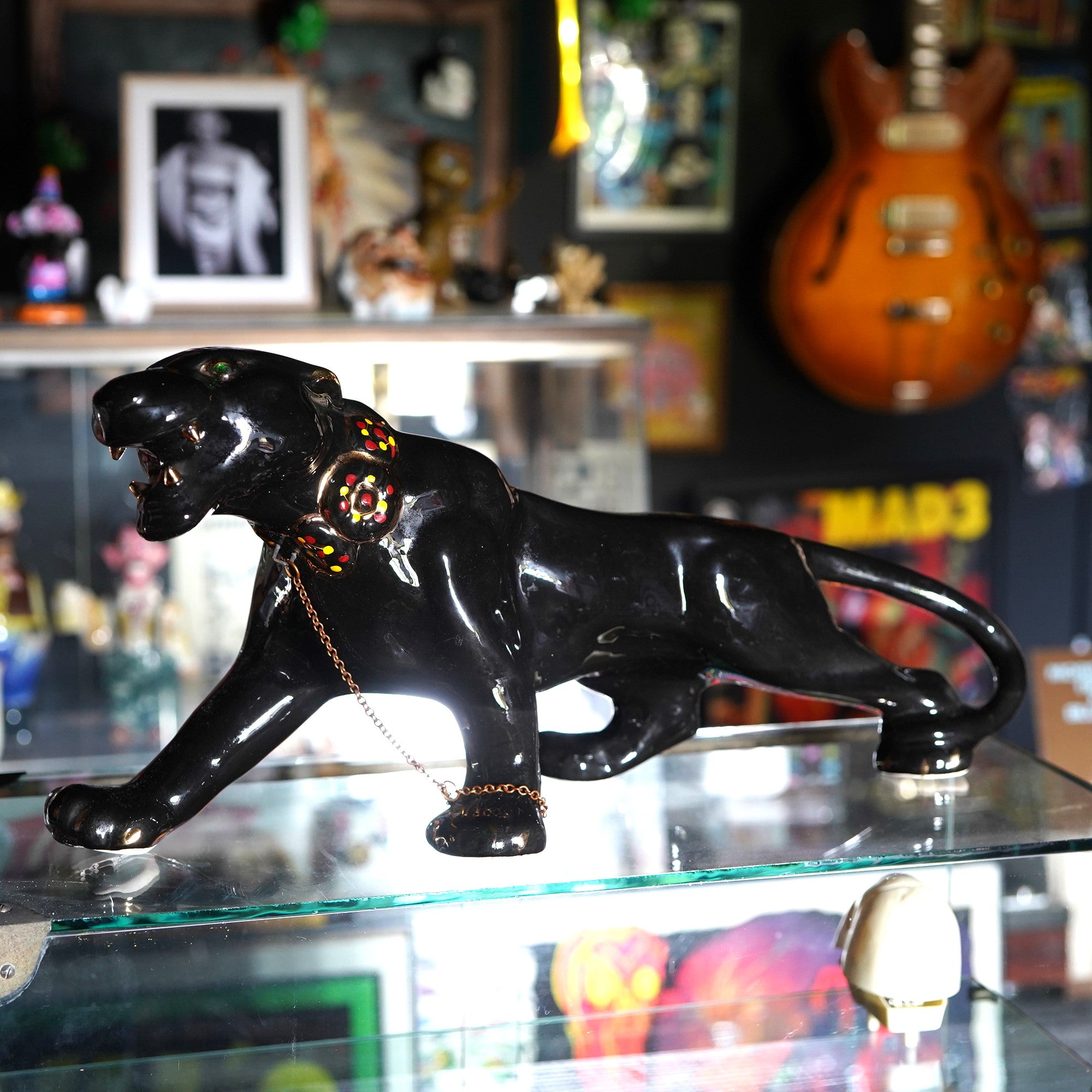 ライオン 陶器 ロカビリー ブラックパンサー 置物 ヴィンテージ ライオン 陶器 ロカビリー ブラックパンサー 置物 ヴィンテージ