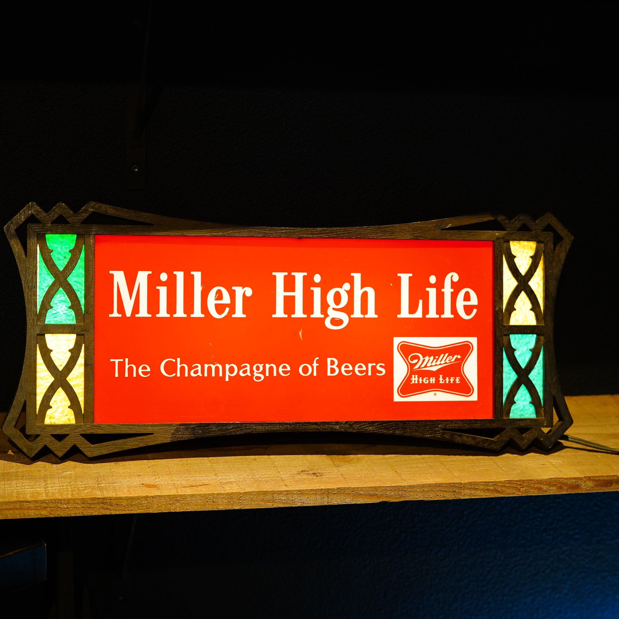 MILLER HIGH LIFE BEER ステンドグラスライトサイン – SK OLDIES