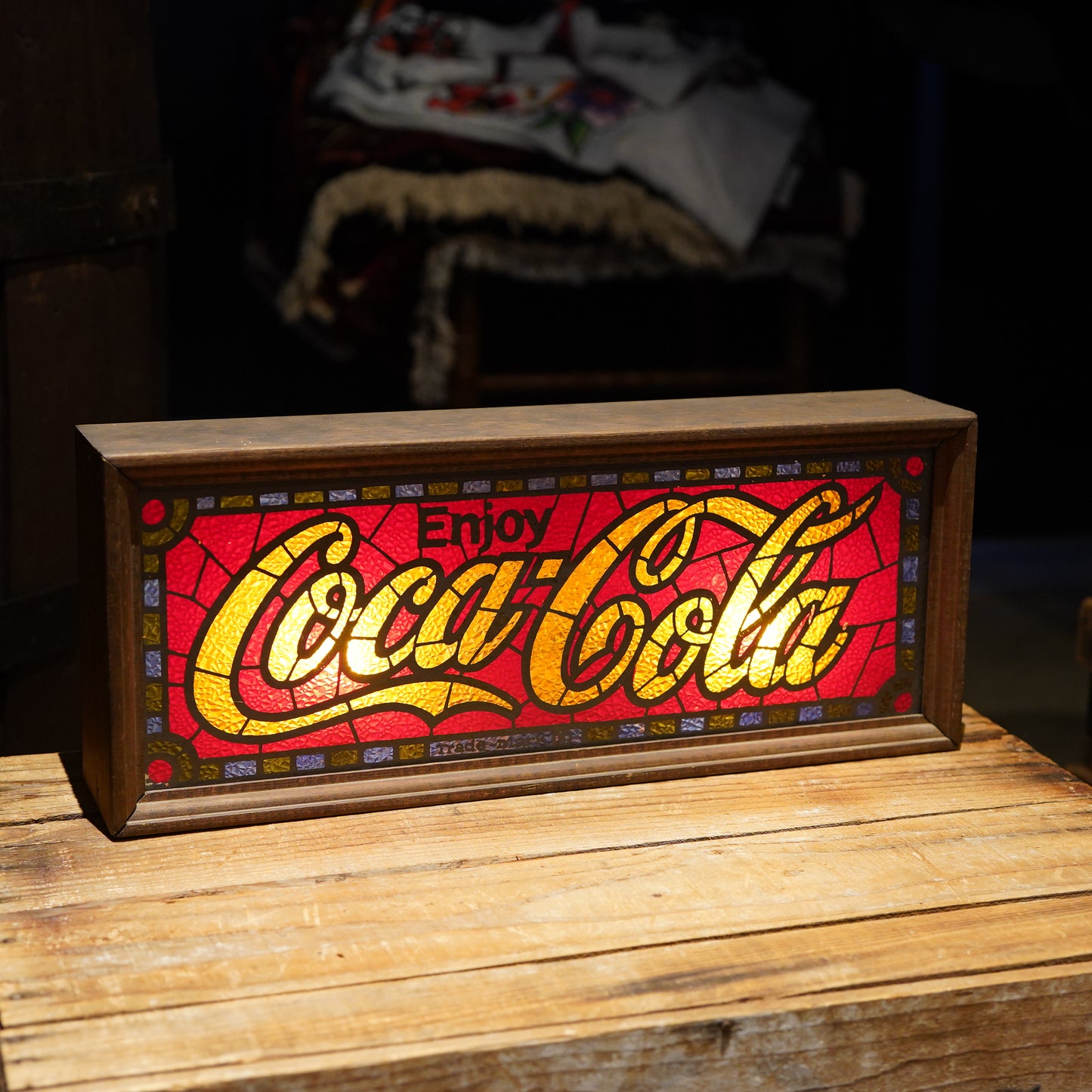 1970's Coca-Cola ステンドグラス ライトサイン