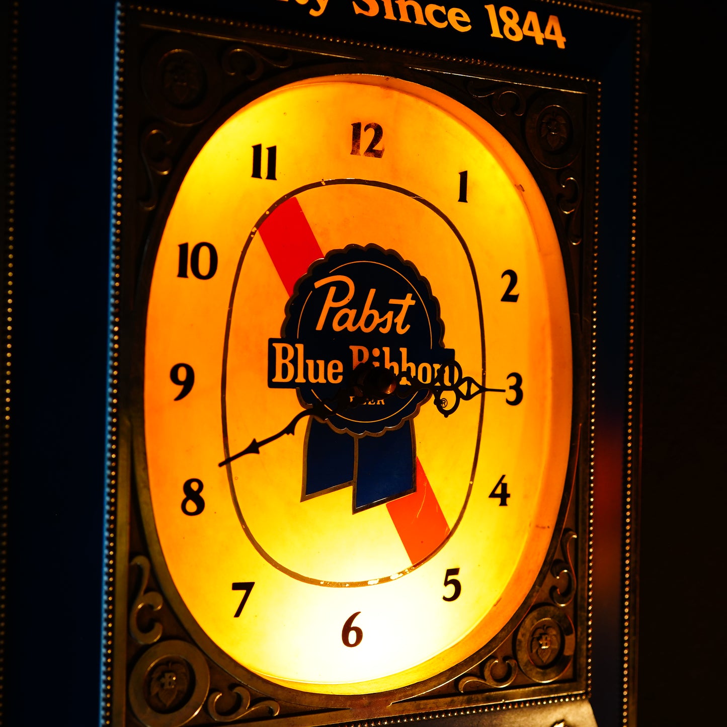 Pabst Blue Ribbon クロックライトサイン
