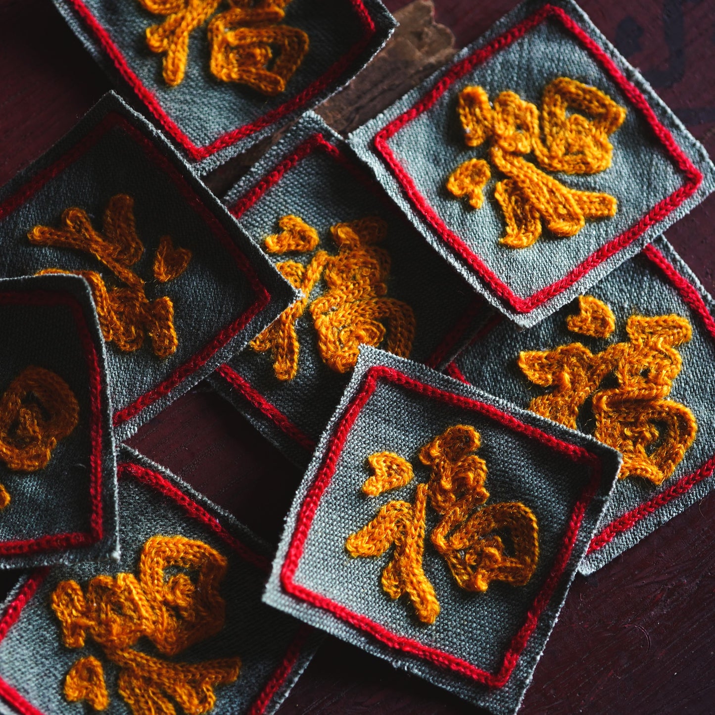 SK OLDIES チェーンステッチパッチ "GOOD LUCK 福 PATCH"