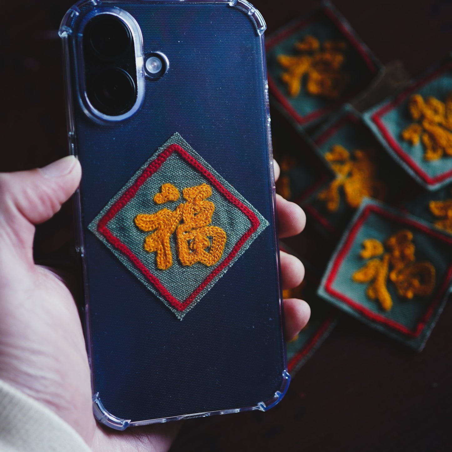 SK OLDIES チェーンステッチパッチ "GOOD LUCK 福 PATCH"