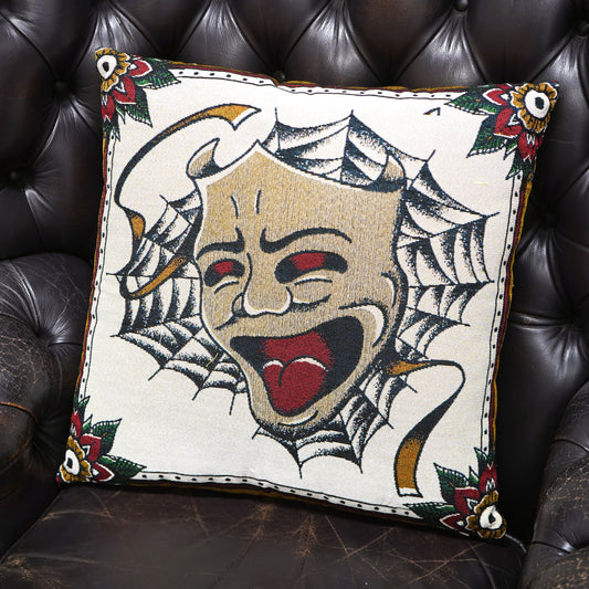 ※予約 SK OLDIES ジャガードクッション “comedy&tragedy” ※4月中旬発送