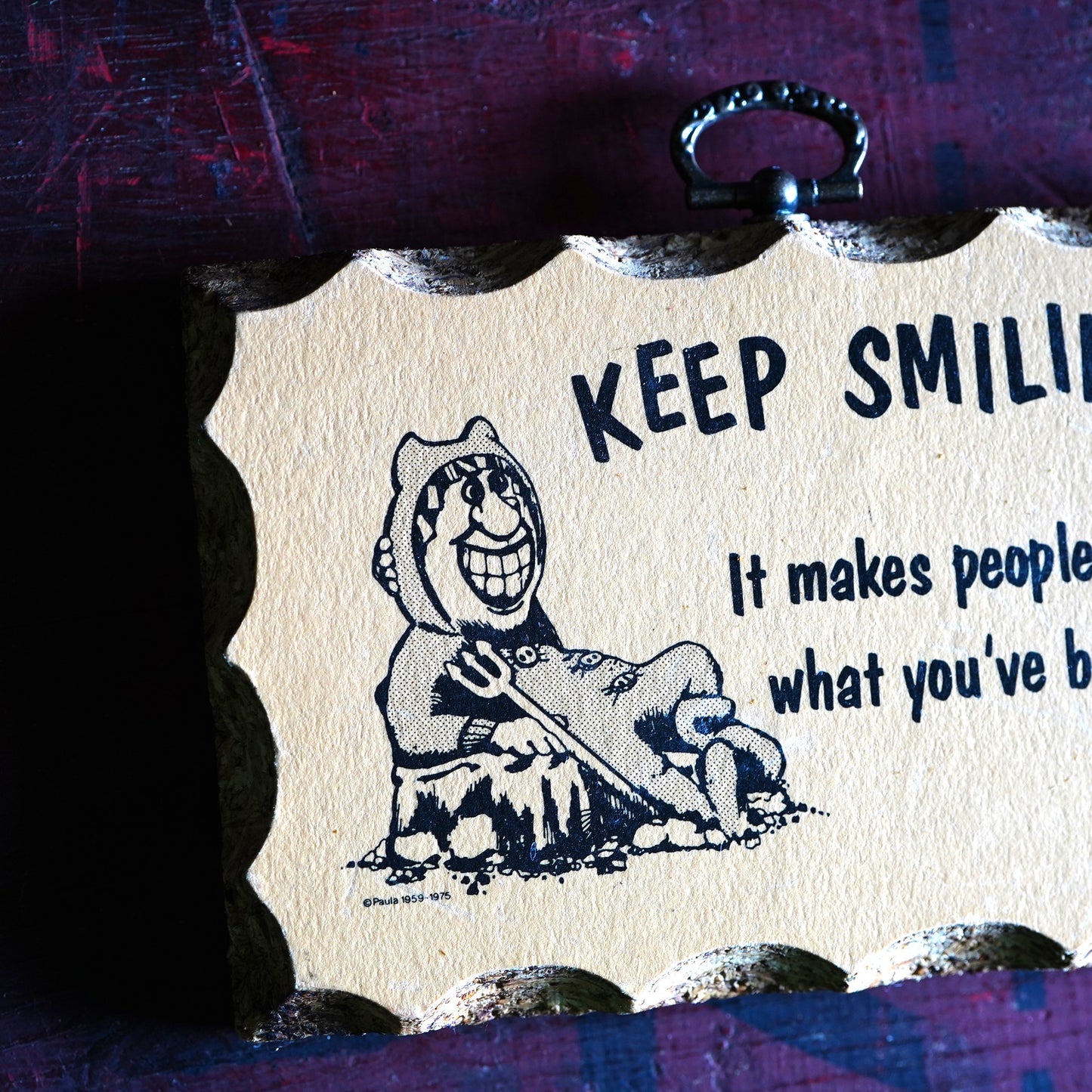 1970's PAULA ウッドサイン "Keep Smiling!!"