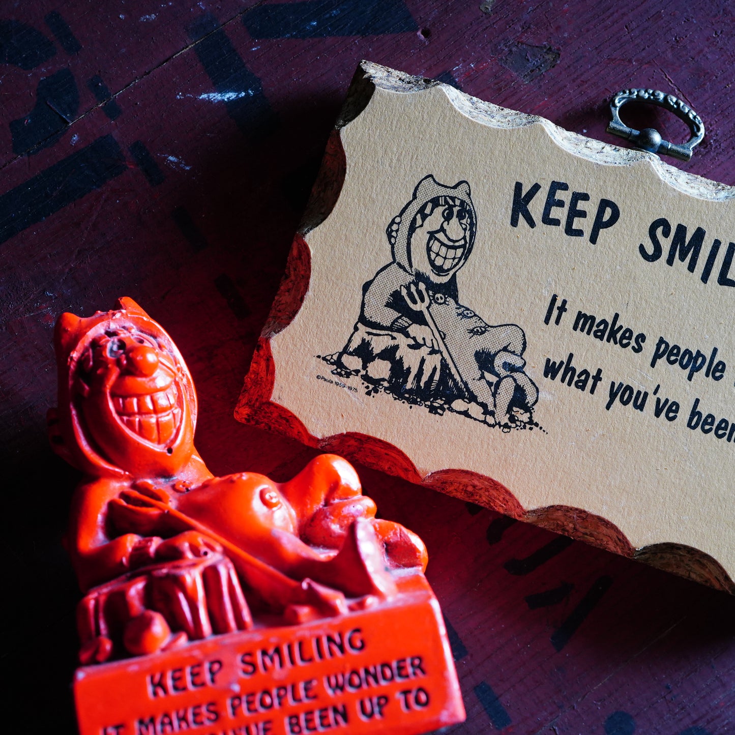 1970's PAULA ウッドサイン "Keep Smiling!!"
