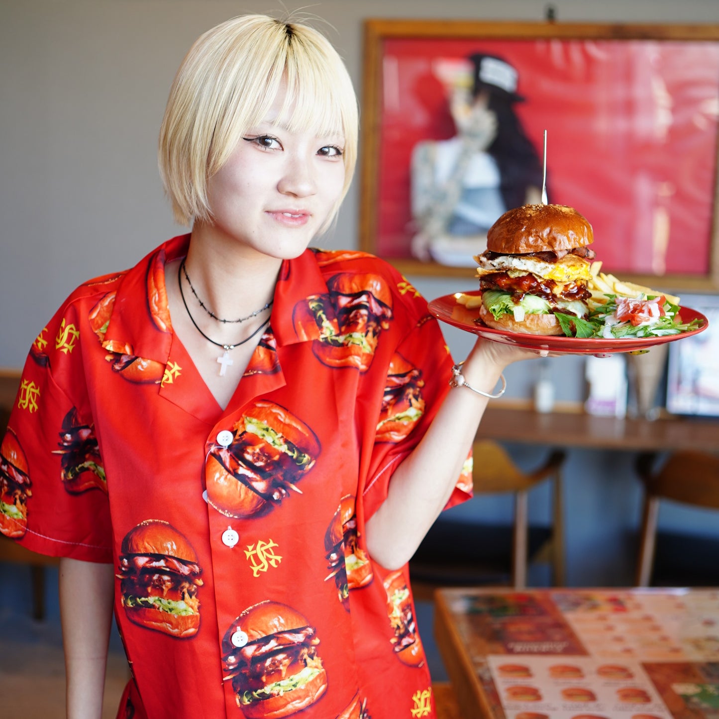 ※受注販売 TOKKUN HAMBURGER×SK OLDIES pattern shirt ※7月上旬発送