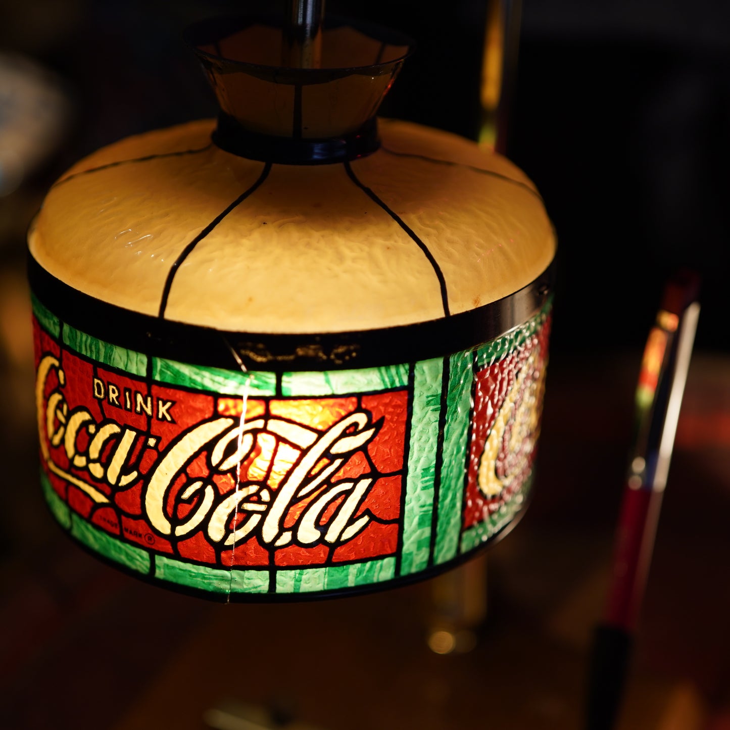 1970's Coca-Cola ステンドグラス デスクランプ　メモホルダー