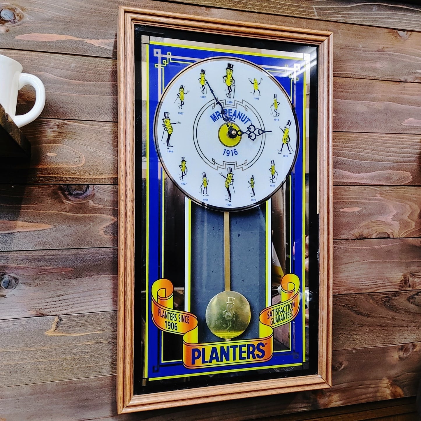 1991 Mr.Peanut Mirror Clock Sign 600/1000 パブミラー