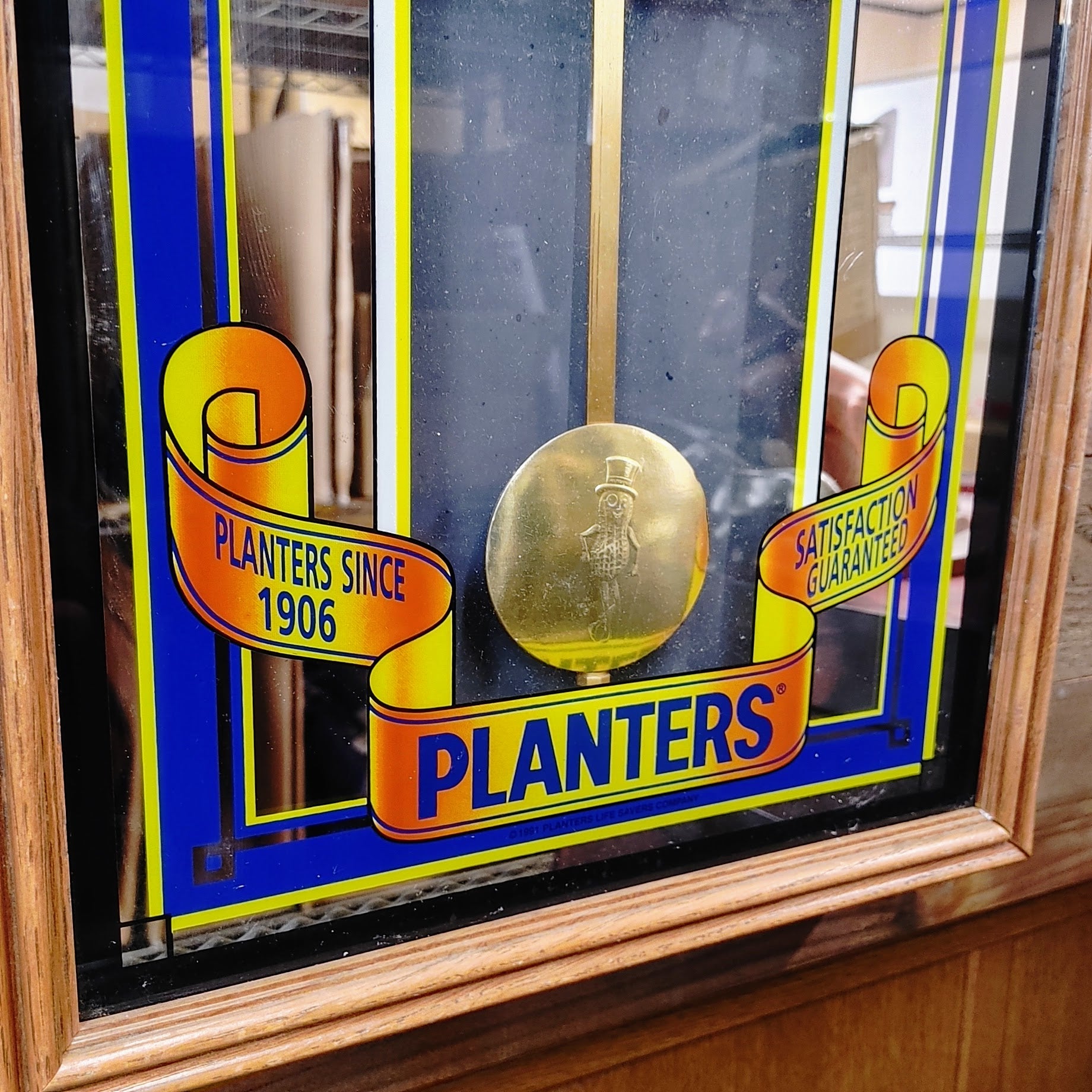 1991 Mr.Peanut Mirror Clock Sign 600/1000 パブミラー – SK OLDIES