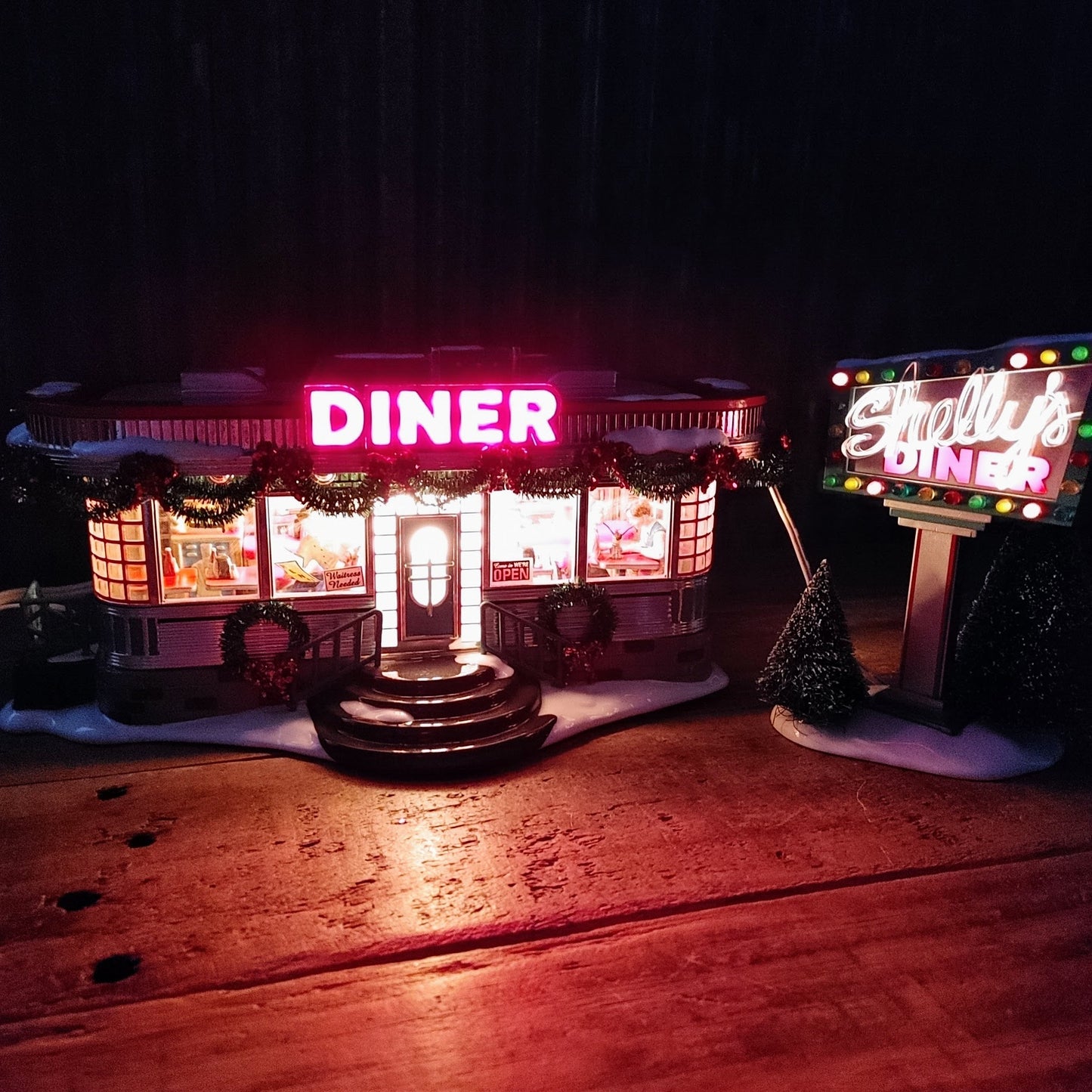 1999年製 DEPARTMENT56 Shelly's Diner ライトアップジオラマ 箱付き