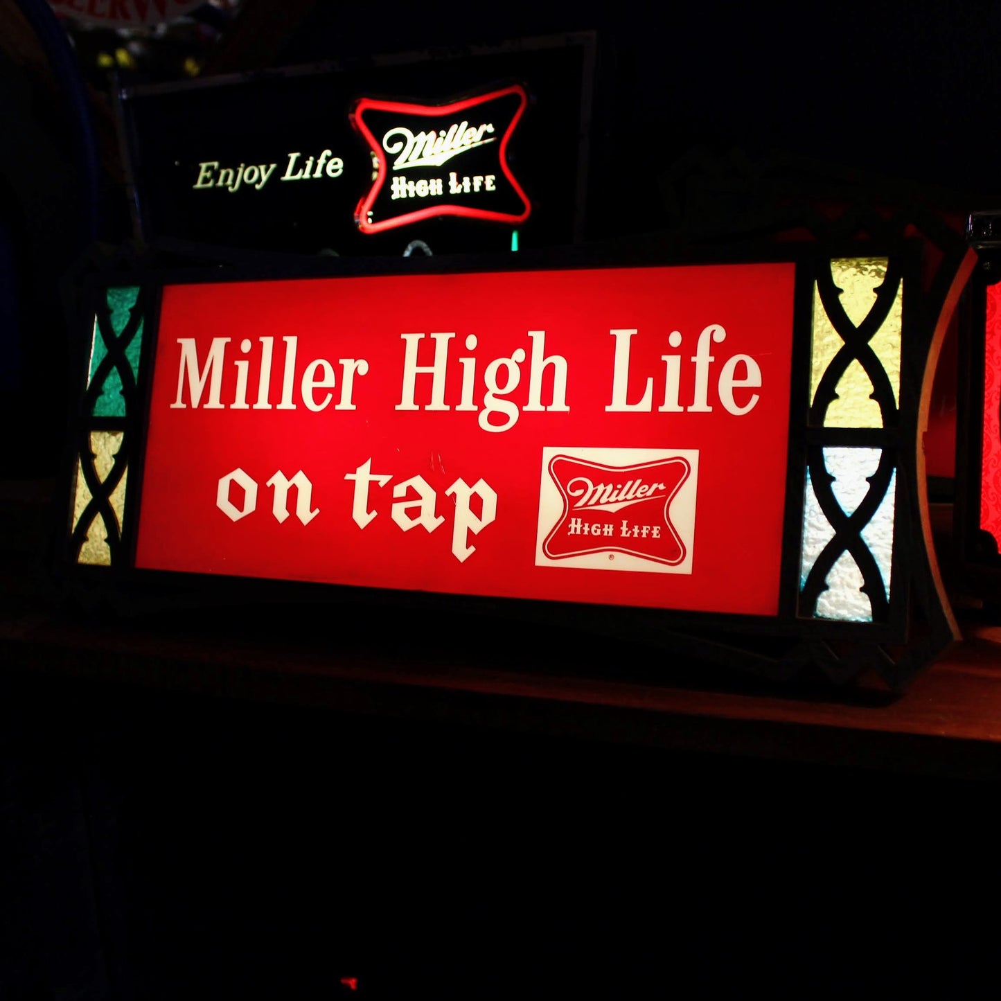 MILLER HIGH LIFE BEER ステンドグラスライトサイン