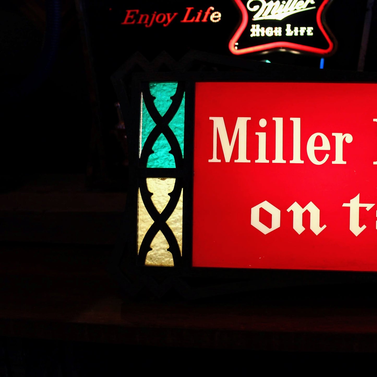 MILLER HIGH LIFE BEER ステンドグラスライトサイン