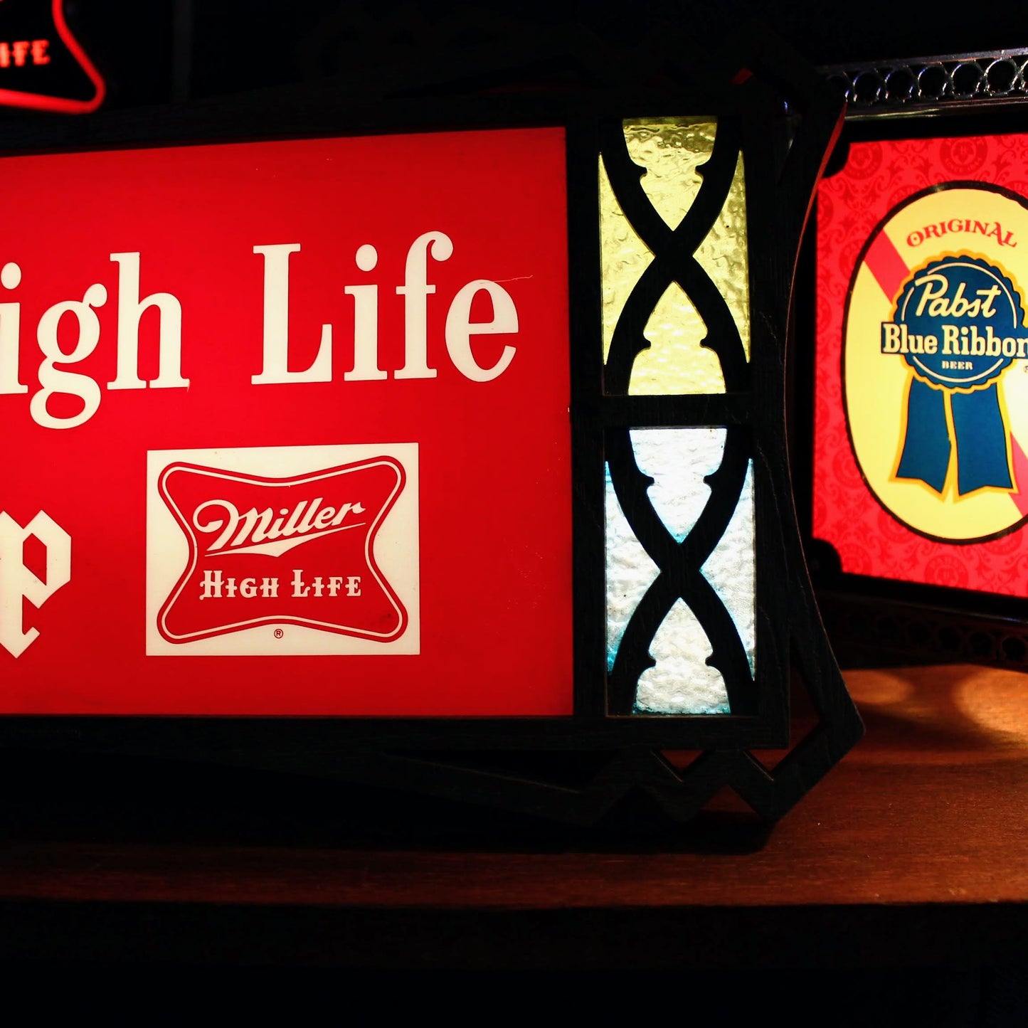 MILLER HIGH LIFE BEER ステンドグラスライトサイン